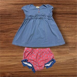 Matilda Jane Blue Ruffle Dress With Red & Blue Diaper Cover Size 18-24 Months